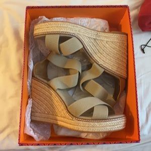 New Tory Burch Frieda Espadrille Wedge Sandal